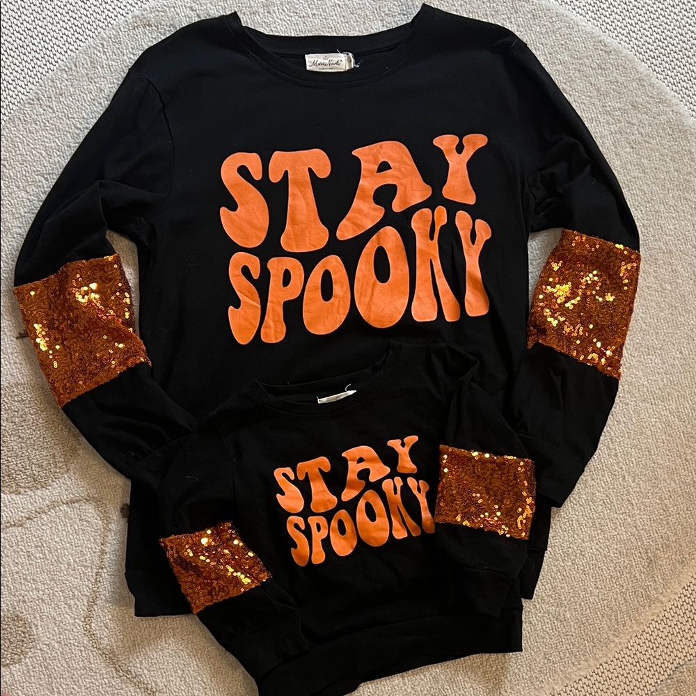 Marie Nicole ‘Stay Spooky’ Fall Festive Halloween Mommy and Me Tops Sz S/2T